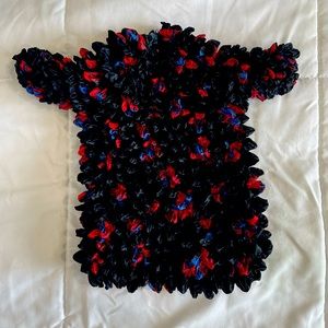 Vintage Y2K Popcorn Bubble Shirt Black Red Hat Embroidered